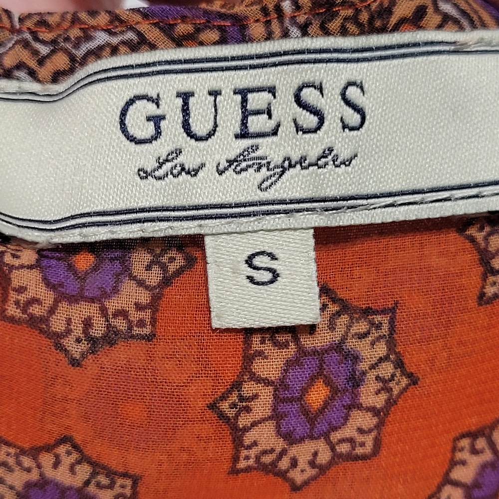 Guess Ruffle Semi-Sheer Top Size Small - Picture 3 of 7